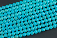 Natural Blue Turquoise, High Quality in Faceted Round. 3mm, 4mm, 6mm, 8mm, 10mm, 12mm, 14mm-Full Strand 15.5 inch Strand Gemstone Beads