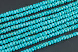 Blue Turquoise, High Quality in Faceted Roundel 6mm and 8mm- Full 15.5 Inch strand AAA Quality Gemstone Beads