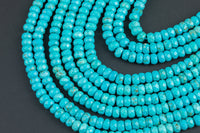 Natural Blue Turquoise, High Quality in Faceted Roundel 6mm Gemstone Beads