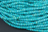 Blue Turquoise, High Quality in Faceted Roundel 6mm and 8mm- Full 15.5 Inch strand AAA Quality Gemstone Beads