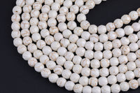 Natural White Magnesite Matte Faceted Round 6mm, 8mm, 10mm, 12mm- Wholesale Bulk or Single Strand! Gemstone Beads