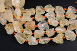 Natural Citrine - New Organic Cut Matte Rough Raw Unpolished Beads 15.5" Strand Gemstone Beads- 22x24mm