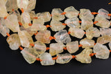 Natural Citrine - New Organic Cut Matte Rough Raw Unpolished Beads 15.5" Strand Gemstone Beads- 22x24mm