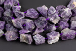 Natural Amethyst- New Organic Cut Matte Rough Raw Unpolished Beads 15.5" Strand Gemstone Beads- 22x17mm