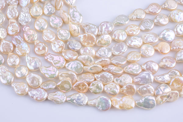 12mm to 13mm Coin Pearl Freshwater Pearl, Full strands