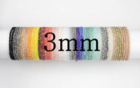 6pcs CUTE Stackable Tiny Petite Crystal Elastic Bracelets. High Quality Elastic. 3mm to 3.5mm