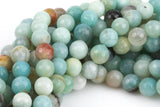 Natural AMAZONITE Beads faceted round sizes. 4mm, 6mm, 8mm, 10mm, 12mm, 14mm-Full Strand 15.5 inch Strand Gemstone Beads