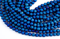 Natural DRUZY AGATE Beads-- Metallic Blue- 8mm, 10mm, 12mm. Full 15.5 inch strand Gemstone Beads