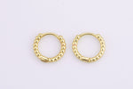 4 pcs 18kt Gold One Touch Lever Beaded Rounded Hoop Simple round hoop earring, 12mm Huggie , Earring Gift for Minimalist Huggies