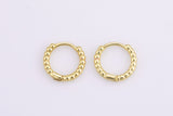 4 pcs 18kt Gold One Touch Lever Beaded Rounded Hoop Simple round hoop earring, 12mm Huggie , Earring Gift for Minimalist Huggies