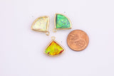 Opalescent Opal Charms- Fan Shaped and 18mm- 2 Pieces per order