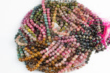 Natural Watermelon Tourmaline High Quality in Round, 4mm, 6mm, 8mm, 10mm AAA Quality Smooth Gemstone Beads