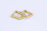 2 pcs 18k Gold Earrings Bold CZ rectangle hoop earrings / minimalist earrings gift - 12x15mm- 2 pcs per order