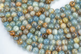 Natural Argentina Lemurian Aquatine Calcite Aka Blue Calcite Smooth Round Beads 6mm 8mm 10mm 12mm 15.5" Strand