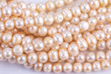 8-9mm AA Quality Off Round Freshwater Pearl- Peach- Full 15 inch strand