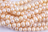 7-8mm AA Quality Off Round Freshwater Pearl- Peach- Full 15 inch strand