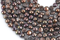 10mm A Quality Flat Round Peacock Freshwater Pearls