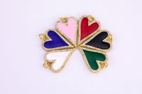 1 pc Dainty Enamel Red heart Pendant, CZ Micro Pave 18kt Gold Heart pendant, Enamel pendant Statement Necklace Jewelry Supply 16x23mm