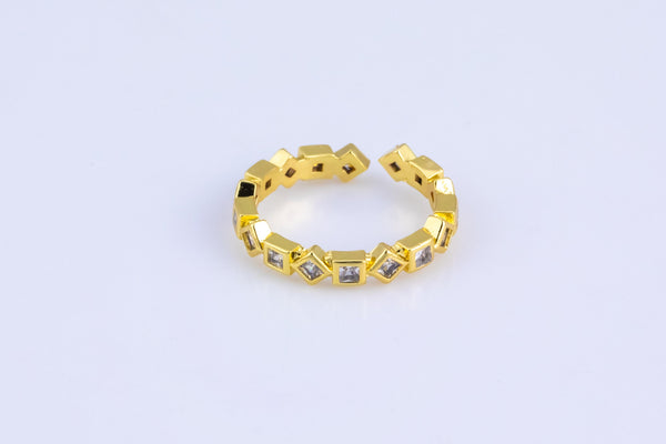 1 pc Gold Ring Dainty Ring, Adjustable Ring, Minimalist Cz Ring, Micro Pave Ring, Gold Open Ring, Dainty Jewelry