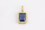1 pc 18k Gold Emerald Shape Charms- Assorted Colors- 12x20mm