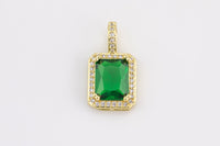 1 pc 18k Gold Emerald Shape Charms- Assorted Colors- 12x20mm