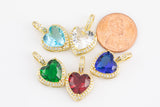 1 pc 18k Gold Heart Shape Charms- Assorted Colors- 13x20mm