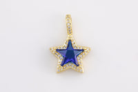 1 pc 18k Gold Star Shape Charms- Assorted Colors- 16x23mm