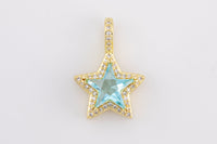 1 pc 18k Gold Star Shape Charms- Assorted Colors- 16x23mm