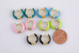 Colorful Enamel Huggie Hoop Enamel Earring - 15mm- 5mm thick Huggies - 1 pair per order
