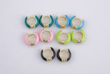 Colorful Enamel Huggie Hoop Enamel Earring - 15mm- 5mm thick Huggies - 1 pair per order