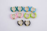 Colorful Enamel Huggie Hoop Enamel Earring - 15mm- 5mm thick Huggies - 1 pair per order