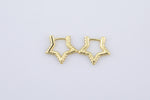 2pc 18kt Gold Earrings Hoop Star Earrings- 2 pcs Per order- 21mm