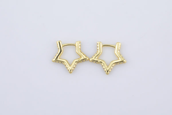 2pc 18kt Gold Earrings Hoop Star Earrings- 2 pcs Per order- 21mm