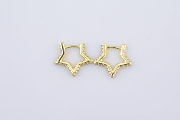 2pc 18kt Gold Earrings Hoop Star Earrings- 2 pcs Per order- 21mm