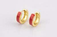 Colorful Enamel Huggie Hoop Enamel Earring - 12mm- 4mm thick Huggies