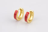 Colorful Enamel Huggie Hoop Enamel Earring - 12mm- 4mm thick Huggies