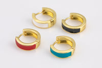 Colorful Enamel Huggie Hoop Enamel Earring - 12mm- 4mm thick Huggies