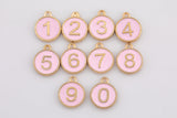 1 pc 18k Gold Enamel Number Charms- 12mm