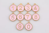 1 pc 18k Gold Enamel Number Charms- 12mm