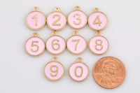 1 pc 18k Gold Enamel Number Charms- 12mm