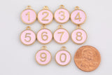 1 pc 18k Gold Enamel Number Charms- 12mm