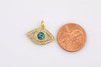 Cz Evil Eye abalone C.Z. Pendant- Gold- 13x19mm