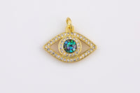 Cz Evil Eye abalone C.Z. Pendant- Gold- 13x19mm