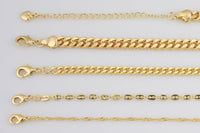 16" 14k Gold Anti-Tarnish Gold Necklace Flat Cuban Curb Singapore Chain Chains Finished necklace chain with extender ready to wear