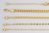 16" 14k Gold Anti-Tarnish Gold Necklace Flat Cuban Curb Singapore Chain Chains Finished necklace chain with extender ready to wear