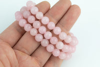 Natural Rose Quartz Bracelet Smooth Round Size 6mm and 8mm 7-7.5" Length Bracelet Crystal Bracelet