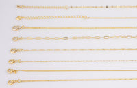 16" 14K Gold Anti-Tarnish Necklace Selection Oval Paperclip Singapore Ball Satellite Link Chain Necklaces High Quality Layering Chain