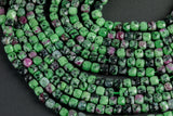 Natural Ruby Zoisite Faceted Faceted Cube Beads Size 4-5mm 7.5" Strand