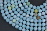 Natural Matte Aquamarine Beads - Matte Finished Round 6mm 8mm 10mm - Full Strand 15.5"