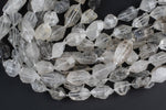 Natural Herkimer Diamond Quartz Natural Shape beads. 15.5 inch strand One full strand- size and number of pieces in description